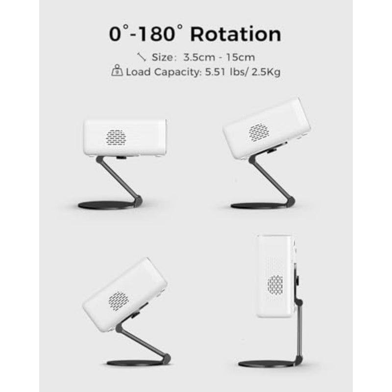 حامل جهاز عرض محمول قابل للطي، متوافق مع D1R أكثر من 180 دوران، يدعم ما يصل إلى 5.5 رطل، تصميم مضغوط للغاية، برغي 1/4 بوصة، متوافق مع EAZZE D1، BOOM mini - Image 4