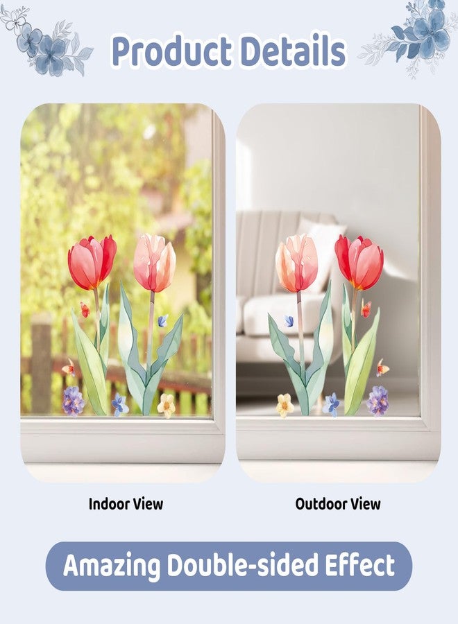 دي سي-بيوتيفُل مجموعة ملصقات النوافذ الربيعية من دي سي بيوتيفول، 116 قطعة، 9 أوراق ملصقات نوافذ ربيعية مزدوجة الجوانب على شكل زهور وطائر طنان وفراشة، ملصقات نوافذ ربيعية ثابتة قابلة لإعادة الاستخدام لتزيين المنزل والمدرسة والمكتب والحفلات - Image 3