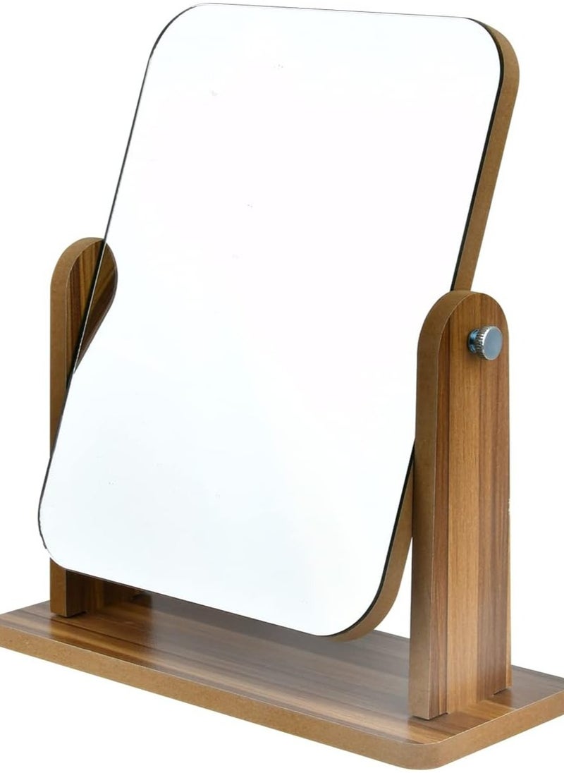 XiuWoo - 360° Swivel Wooden Makeup Mirror – Portable Desktop Vanity Mirror with Frame for Bedroom, Dressing Table, Makeup Application - Image 1
