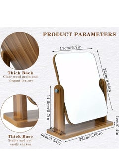 XiuWoo 360° Swivel Wooden Makeup Mirror – Portable Desktop Vanity Mirror with Frame for Bedroom, Dressing Table, Makeup Application  - Image 2