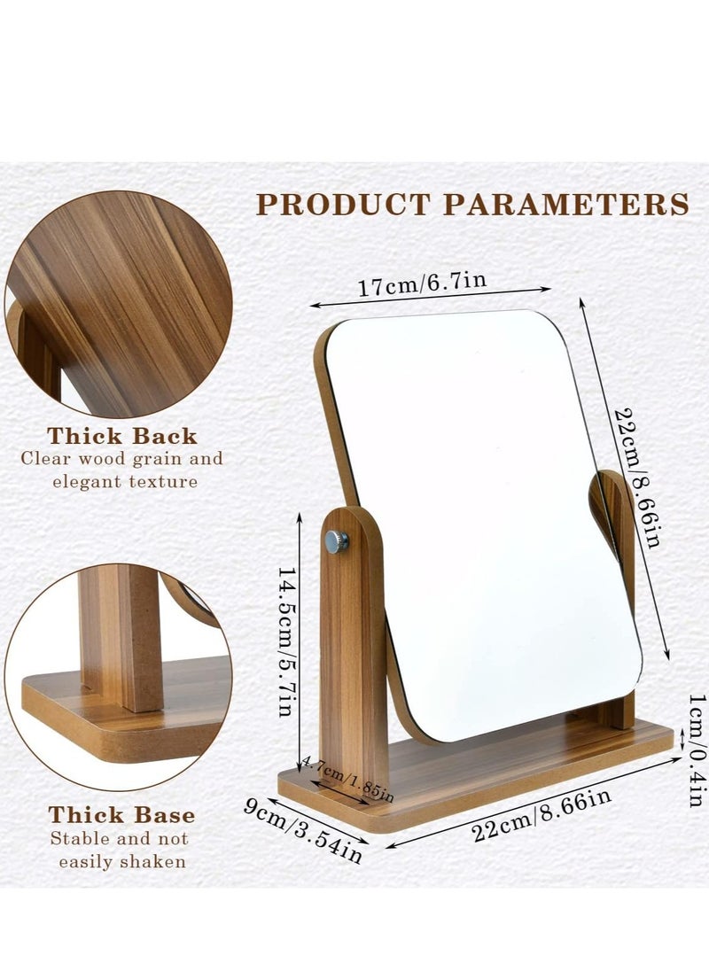 XiuWoo - 360° Swivel Wooden Makeup Mirror – Portable Desktop Vanity Mirror with Frame for Bedroom, Dressing Table, Makeup Application - Image 1