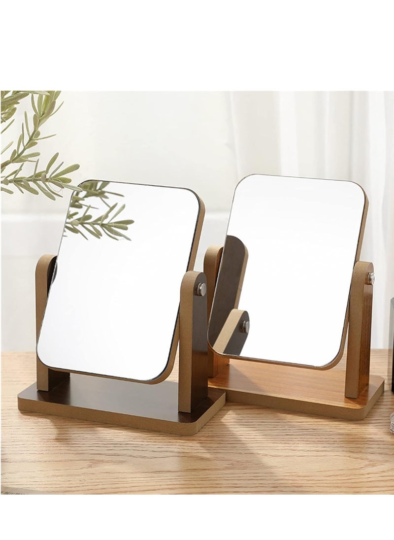 XiuWoo - 360° Swivel Wooden Makeup Mirror – Portable Desktop Vanity Mirror with Frame for Bedroom, Dressing Table, Makeup Application - Image 1
