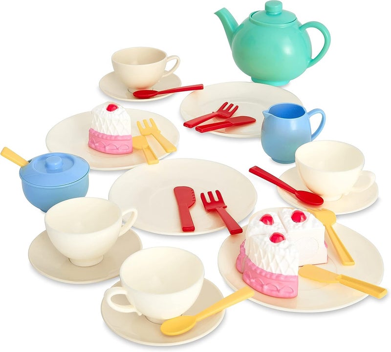 Casdon 36Piece Tea Set Colorful Toy Playset with Teapot Milk Jug Cups Saucers Cake More Suitable for Preschool Toys Playset for Children Aged 3 - Image 2
