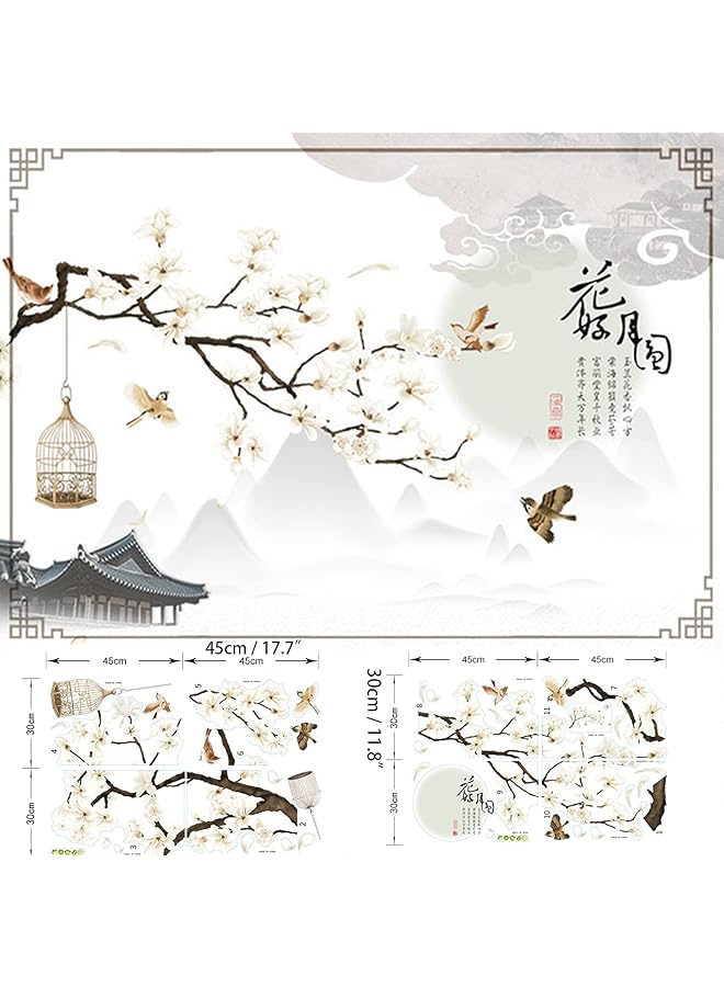 erorex Large White Flower Wall Stickers 50 Inch X74 Inch Removable Diy Romantic Cherry Blossom Tree Wall Murals Peel And Stick 3D Wall Art Stickers Home Decor For Girls Bedroom Nursery Rooms Living Room - Image 2