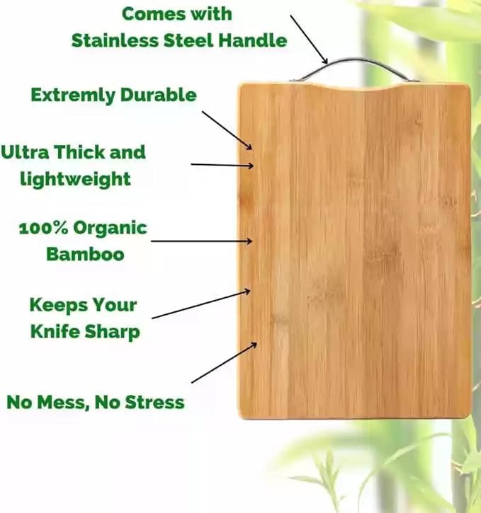 DNY Cutting Board with Stainless Steel Handle, Non-Slip Kitchen Chopping Board - Chopping Cutting Board for Kitchen Vegetables, Fruits & Cheese, BPA Free - Image 3