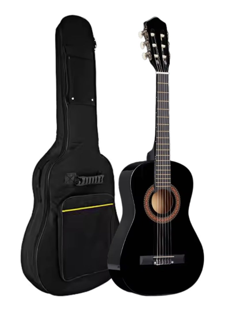 Megarya MegArya 34 Inch Classical Acoustic Guitar 6-String Basswood Body with Nylon Strings, 18 Frets, Half-Closed Tuning Pegs & ABS Nut Ideal Beginner Guitar for Kids, Students & Practice Sleek Black Finish  - Image 1