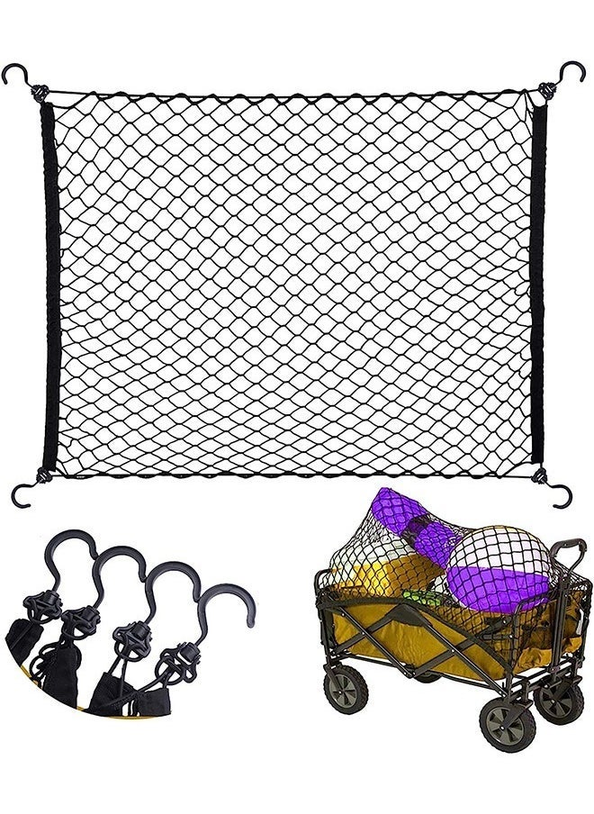 Hihonor Cargo Net for Utility Folding Wagon, Garden Cart, Folding Trolley Cart, Beach Cart, Made of Heavy Duty Nylon Net with Storage Bag/36"X30"  - Image 1