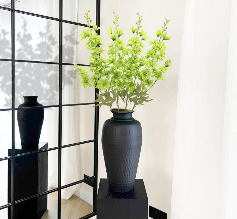 FERIAL Artificial Delphinium Flowers Silk Larkspur Flowers Faux Snapdragon Long Stem Fake Plant Spray Arrangement 4pcs Green for Home Office Garden Wedding Table Vase Decor - Image 3