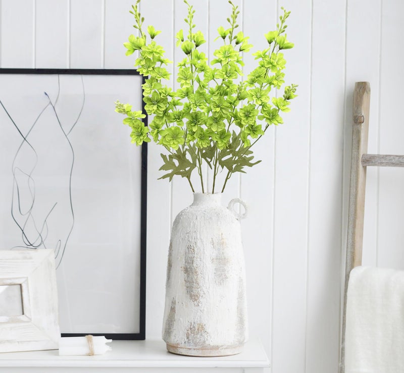 FERIAL Artificial Delphinium Flowers Silk Larkspur Flowers Faux Snapdragon Long Stem Fake Plant Spray Arrangement 4pcs Green for Home Office Garden Wedding Table Vase Decor - Image 5