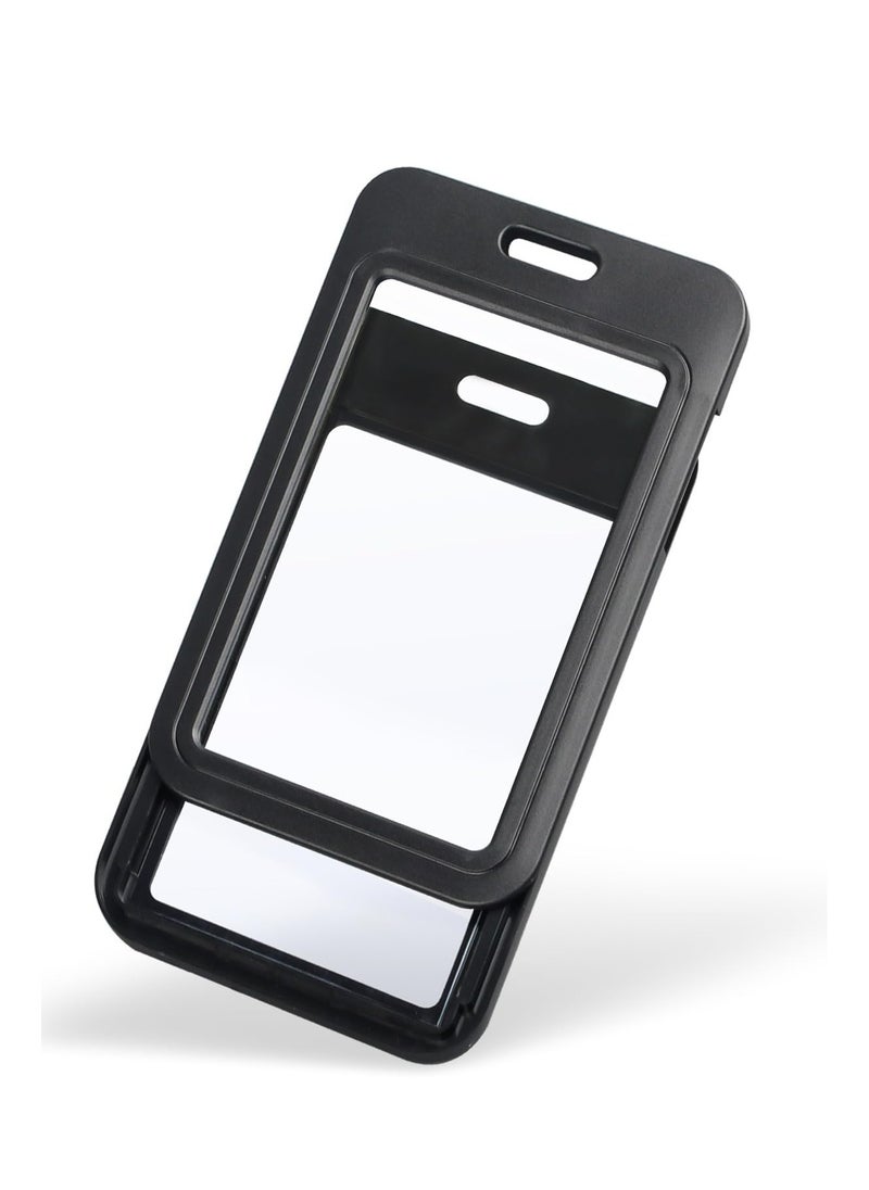 CMGTYYD 10 Pack Sliding Badge Holder with Double-sided Windows Vertical Hard Plastic Case Black Card Protector Pouch for Office School ID Credit Cards Proximity Key Cards Driver¡¯s Licenses and Passes  - Image 1