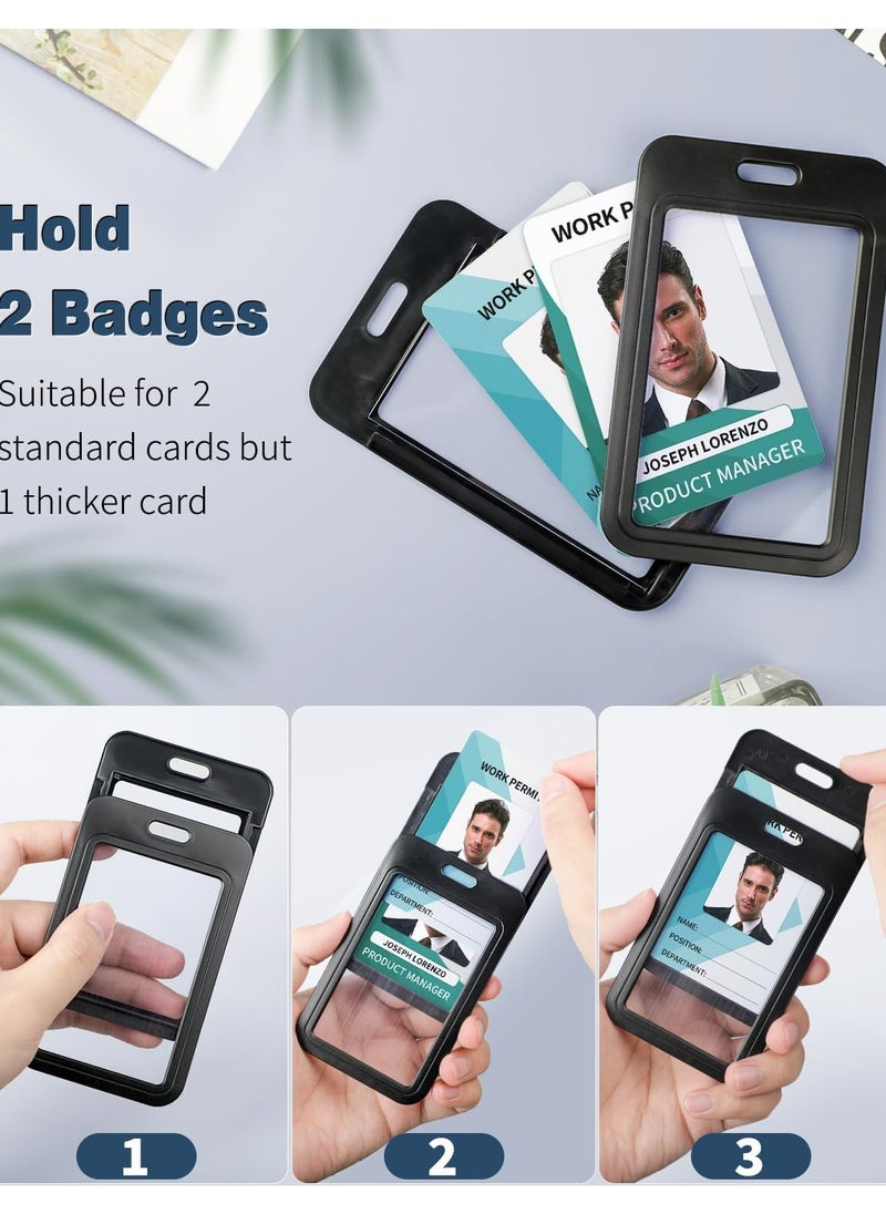 CMGTYYD 10 Pack Sliding Badge Holder with Double-sided Windows Vertical Hard Plastic Case Black Card Protector Pouch for Office School ID Credit Cards Proximity Key Cards Driver¡¯s Licenses and Passes  - Image 4