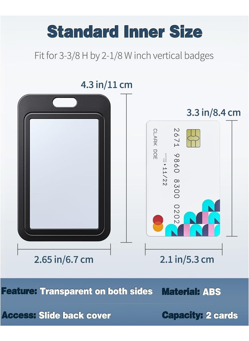 CMGTYYD 10 Pack Sliding Badge Holder with Double-sided Windows Vertical Hard Plastic Case Black Card Protector Pouch for Office School ID Credit Cards Proximity Key Cards Driver¡¯s Licenses and Passes  - Image 5