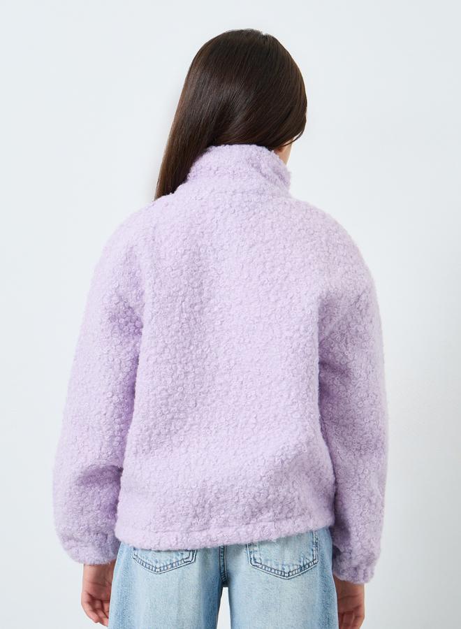 Styli Teens Lilac Furry Jacket with Collar - Image 5