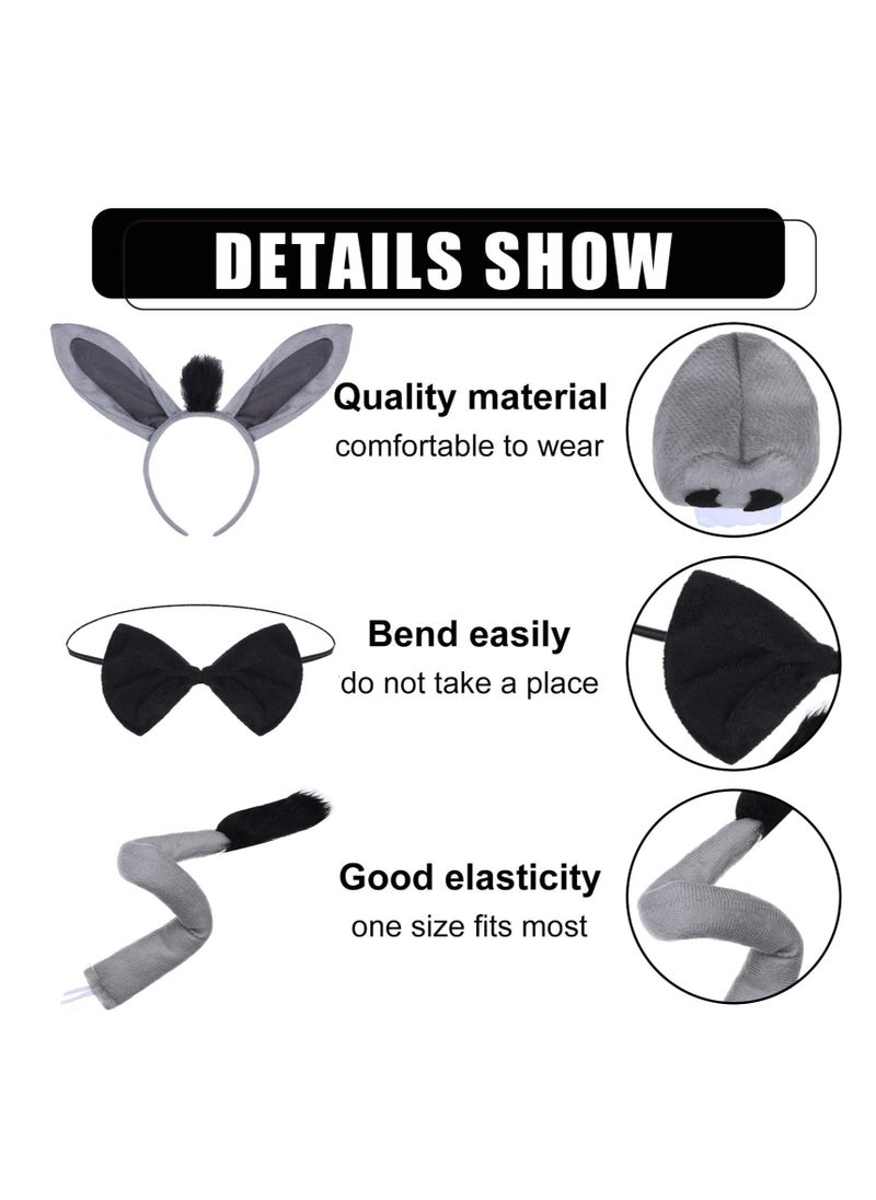Excefore 5 Pack Kids Animal Costume Kit, Bow Tie Tail Tutu with Headband Tail Ears, Suitable for Girls Kids Dress Up Carnival Animals Cosplay Party  - Image 2