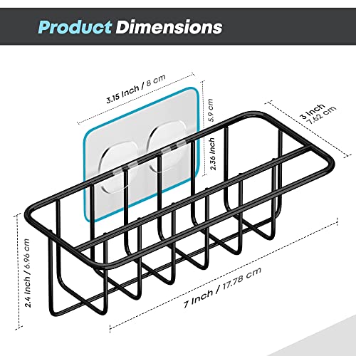 KESOL Adhesive Kitchen Sink Sponge Holder + Dish Cloth Hanger + Soap Holder, 2-in-1 Kitchen Sink Caddy, 304 Stainless Steel Rust Proof, Water Proof, No Drilling (Black) - Image 3