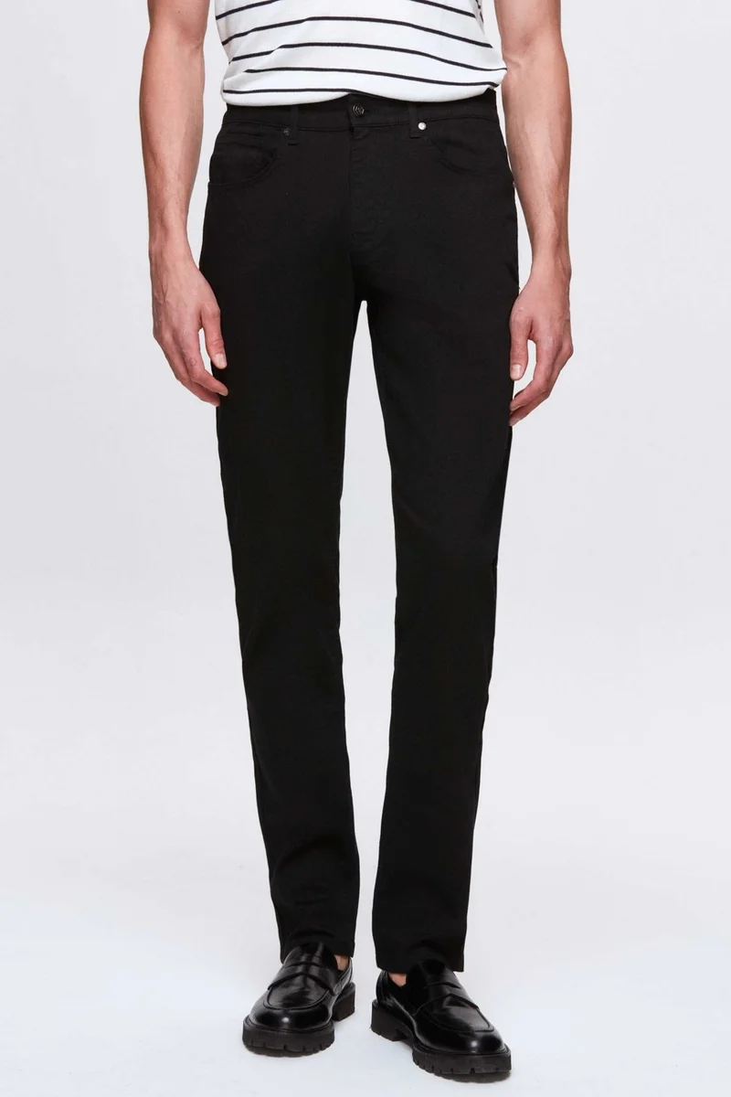 D'S DAMAT Ds Damat Slim Fit Black Gabardine Denim Trousers