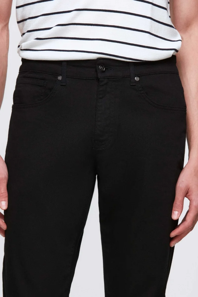 D'S DAMAT Ds Damat Slim Fit Black Gabardine Denim Trousers