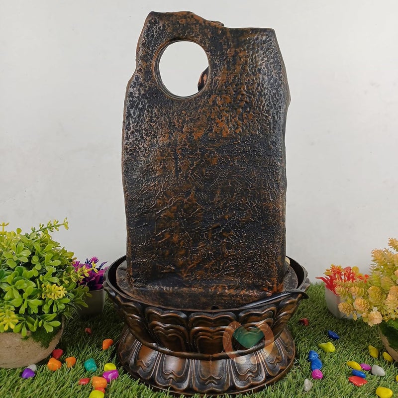 MERUPAM Merupam Shiva with Shivlinga Tabletop Water Fountain for Home Decor Multicolor LED Light Meditation Relaxing Indoor Decoration Water Fountain M24  - Image 4