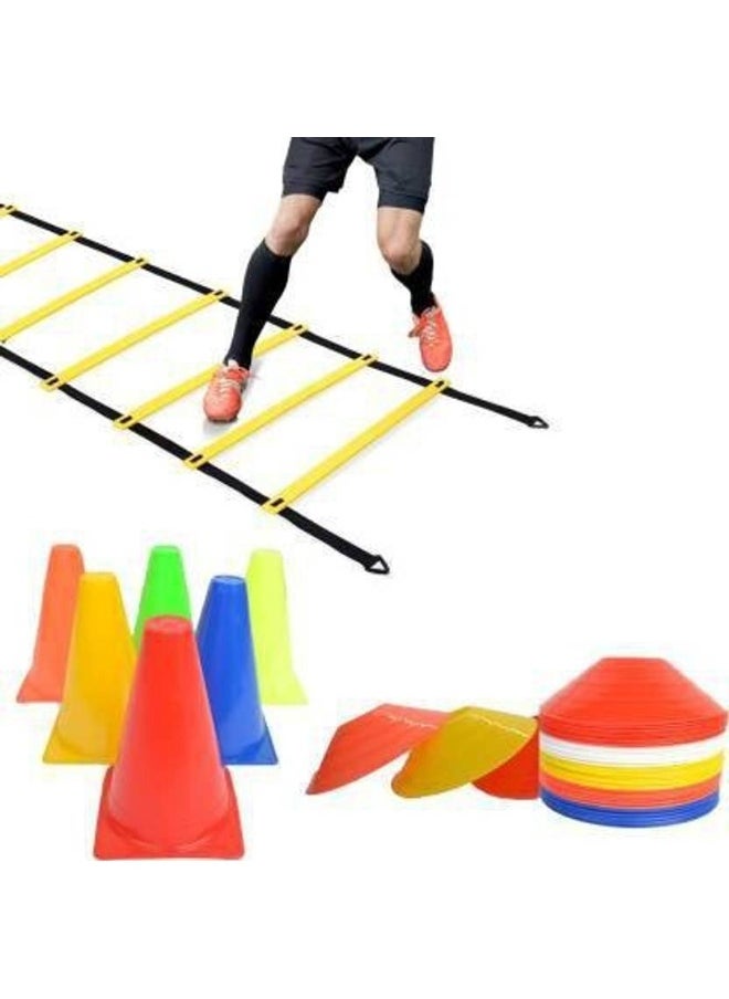 Proactive Proactive SPORTS & Fitness Best Training Kit of Agility Ladder 4 Meter + 6 Cone 6inches High + 10 Space Marker Football & Fitness Kit  - Image 1