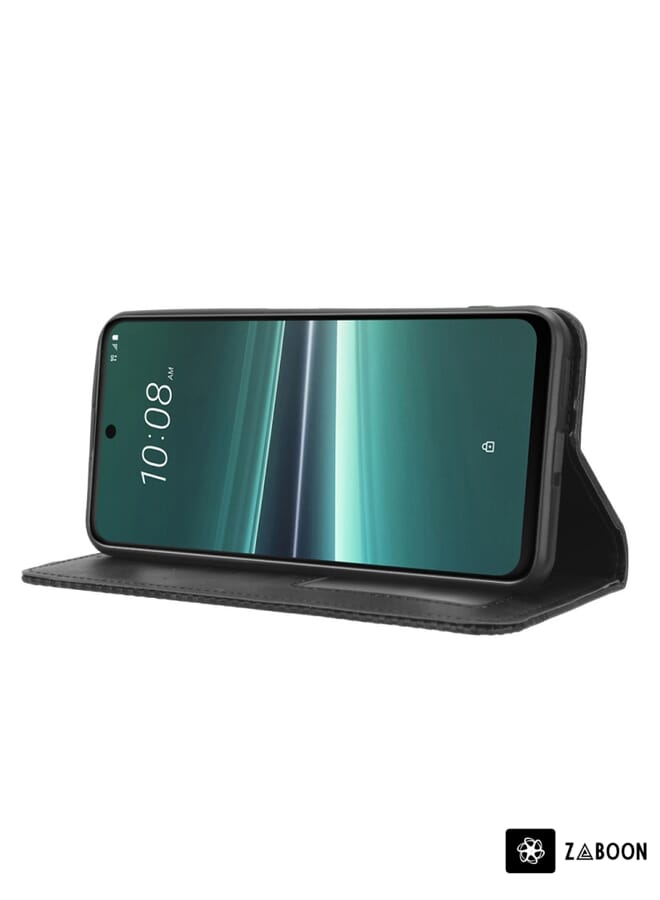 Green Tiger For HTC U23 / U23 Pro Magnetic Buckle Retro Texture Leather Phone Case(Black) - Image 5