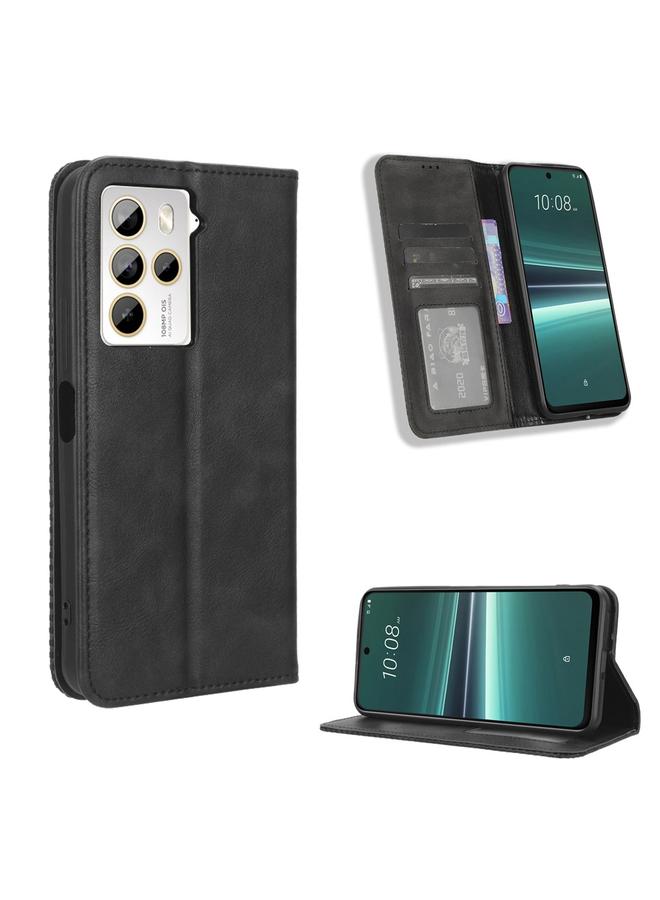 Green Tiger For HTC U23 / U23 Pro Magnetic Buckle Retro Texture Leather Phone Case(Black) - Image 1