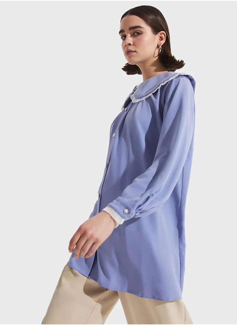 JUNE Baby Collar Button Down Shirt