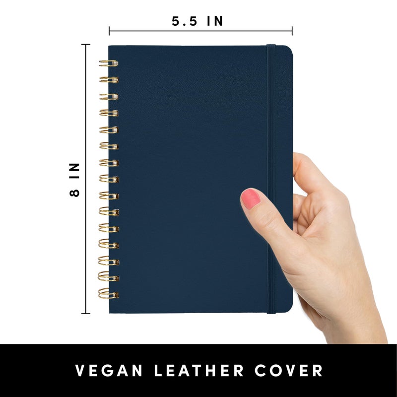 PAPERAGE Graph Paper Spiral Notebook & Journal, (Navy), 160 Pages, Medium 5.5 inches x 8 inches - 100 GSM Thick Graphing Paper, Hardcover, Double-Wire Grid Spiral Notebook - Image 2