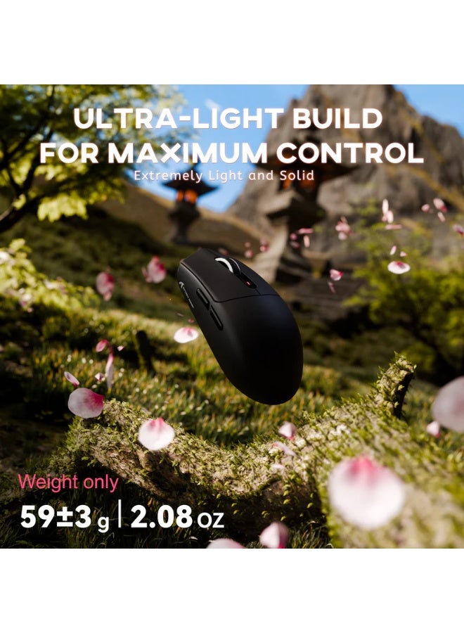 Attack Shark Shark Attack G3 Tri-Mode Wireless Gaming Mouse, 2.4G Wireless/Bluetooth/Wired, 25,000 DPI, Ultra-Lightweight, PixArt PAW3311 Gaming Sensor, Built-in 500mAh Battery for Long-Lasting Power, Black - Image 3