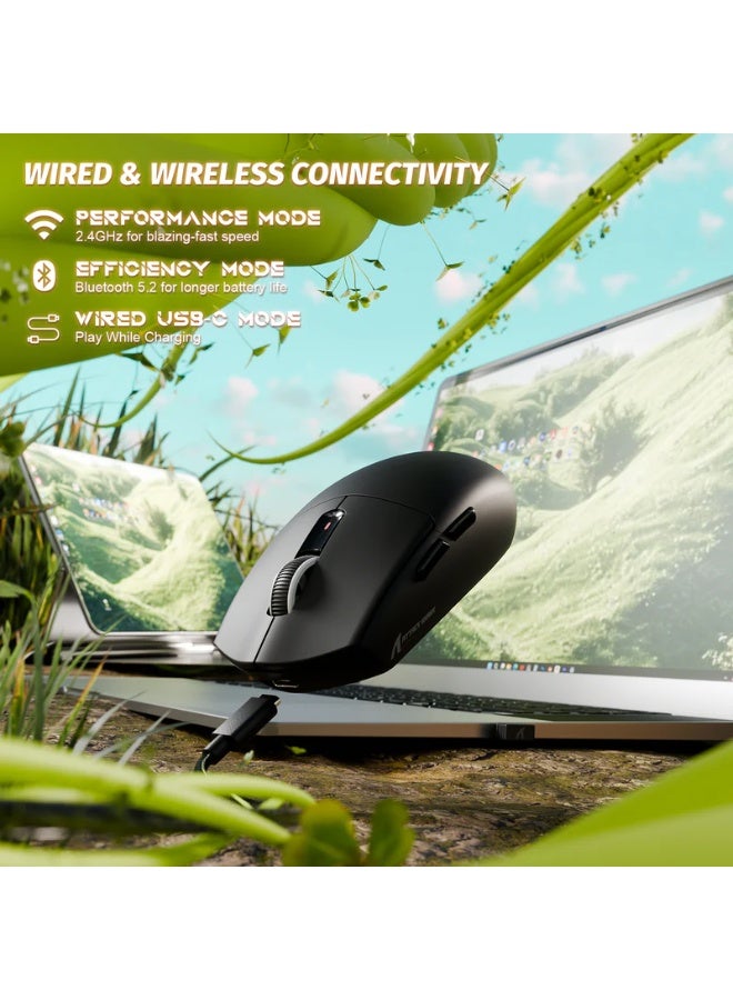 Attack Shark Shark Attack G3 Tri-Mode Wireless Gaming Mouse, 2.4G Wireless/Bluetooth/Wired, 25,000 DPI, Ultra-Lightweight, PixArt PAW3311 Gaming Sensor, Built-in 500mAh Battery for Long-Lasting Power, Black - Image 4