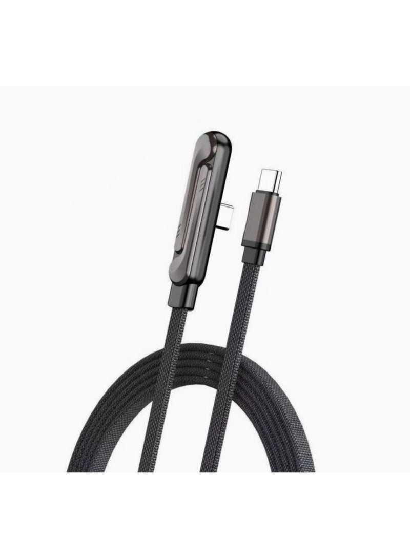 240W Fast Charging USB-C to USB-C Cable with Built-in Stand, 90° Angled Braided Charger Cord for Gaming, Streaming & Laptop Charging, Durable Type-C Cable for iPhone, Samsung, MacBook and all android phones - Image 2