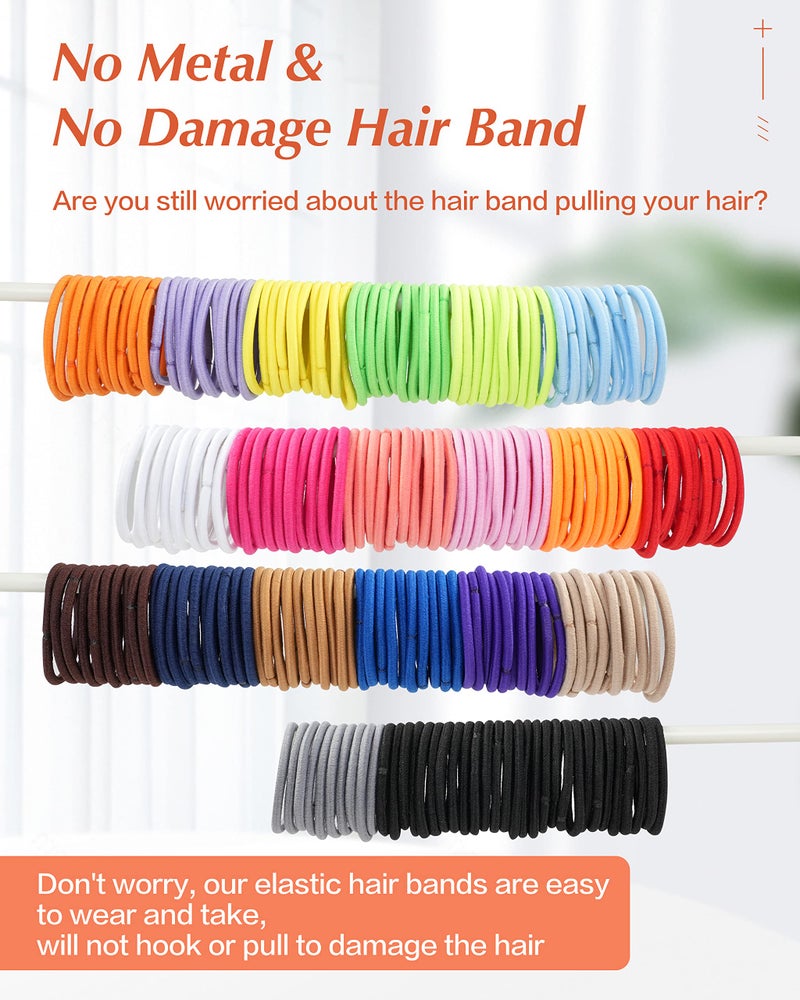MoHern 203 Pieces Hair Ties No Damage, 4MM Elastic Hair Ties, Medium Size Ponytail Holders for Women and Girls, Multicolor (20 Colors) - Image 5