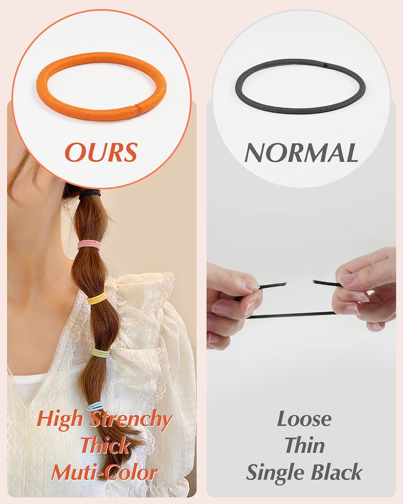 MoHern 203 Pieces Hair Ties No Damage, 4MM Elastic Hair Ties, Medium Size Ponytail Holders for Women and Girls, Multicolor (20 Colors) - Image 4