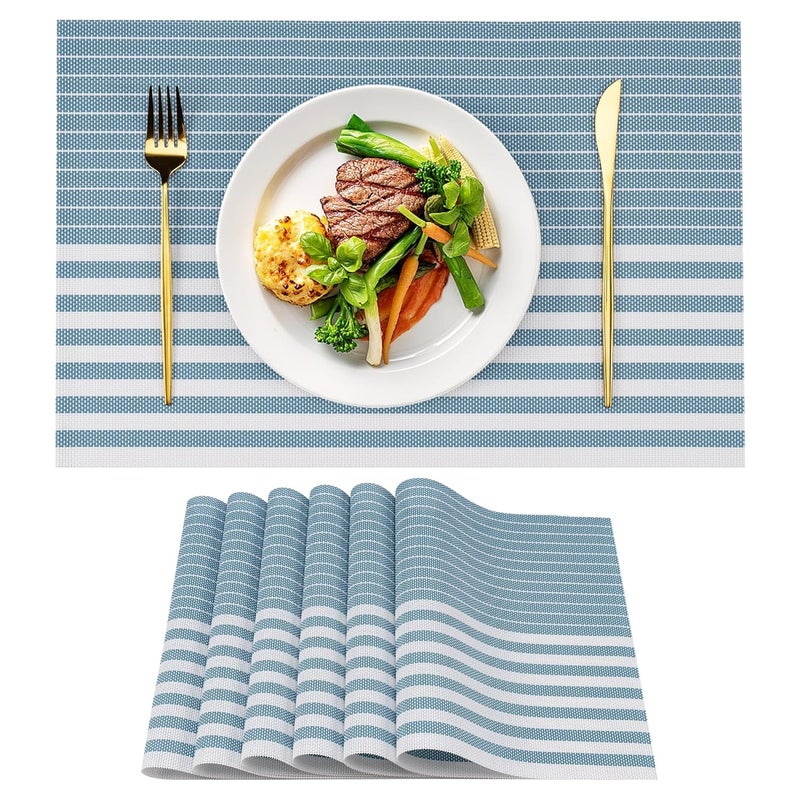 KOOSHLO Placemats for Dining Table Place Mats PVC Placemats Table Placemats Heat Resistance Dinner Table Washable AntiSkid KOOSHLO Place Mats for Kitchen Dining Table Decor 10J_Sky Blue Pack_6 - Image 1