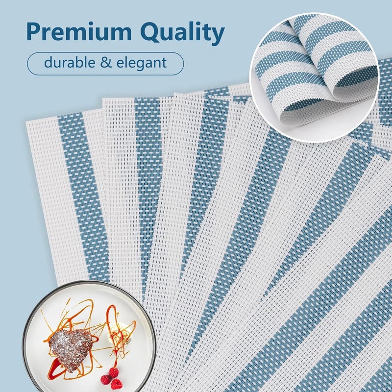 KOOSHLO Placemats for Dining Table Place Mats PVC Placemats Table Placemats Heat Resistance Dinner Table Washable AntiSkid KOOSHLO Place Mats for Kitchen Dining Table Decor 10J_Sky Blue Pack_6 - Image 3