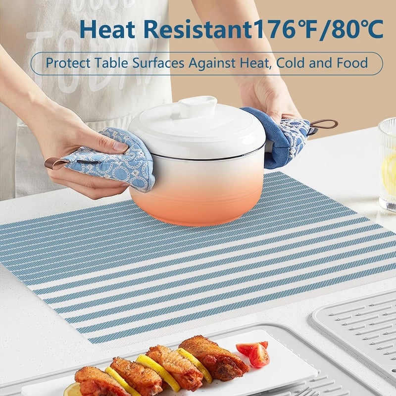 KOOSHLO Placemats for Dining Table Place Mats PVC Placemats Table Placemats Heat Resistance Dinner Table Washable AntiSkid KOOSHLO Place Mats for Kitchen Dining Table Decor 10J_Sky Blue Pack_6 - Image 5