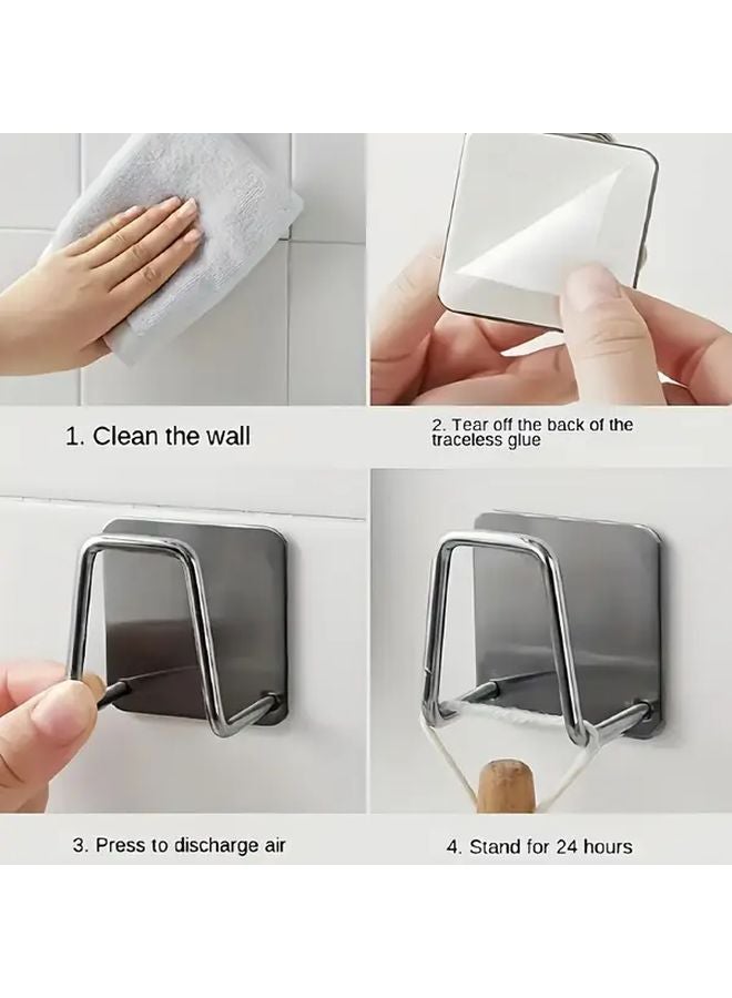 4 قطع منظم حائط من الفولاذ المقاوم للصدأ حامل إسفنج ذاتي اللصق - Image 5