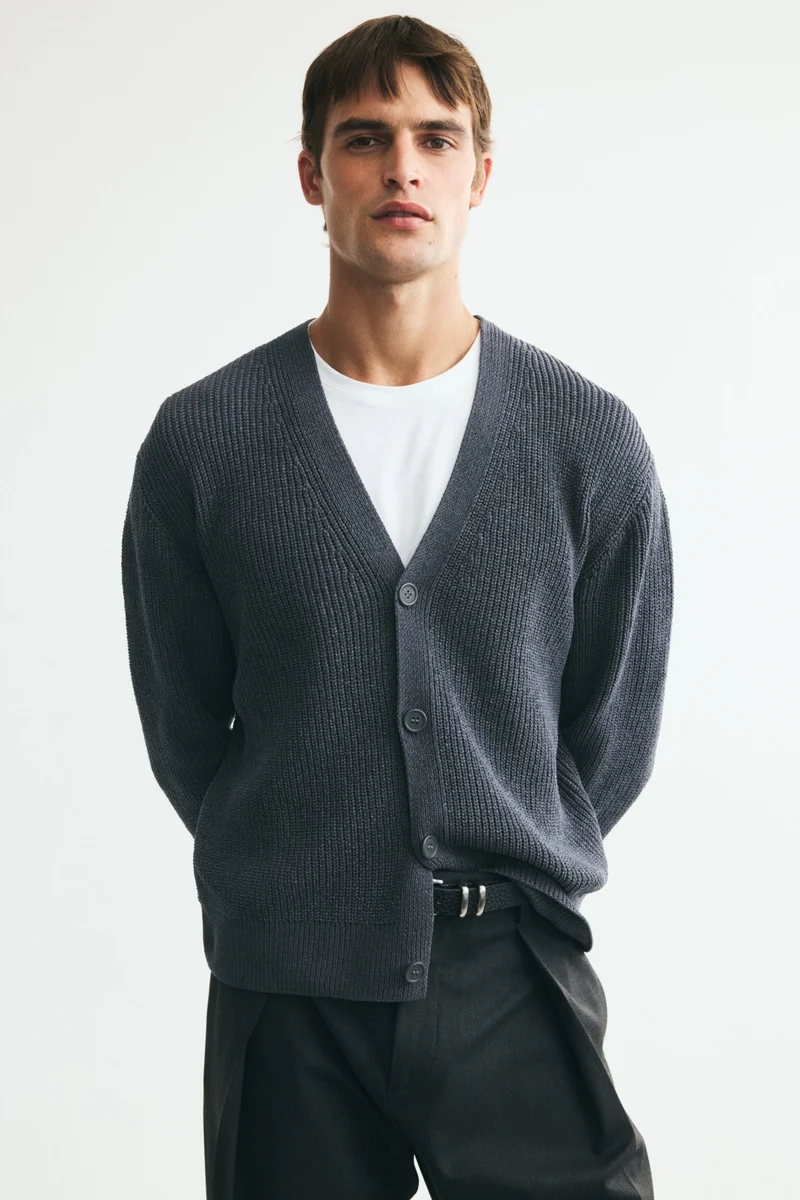 H&M Relaxed Fit Patent-knit chenille cardigan