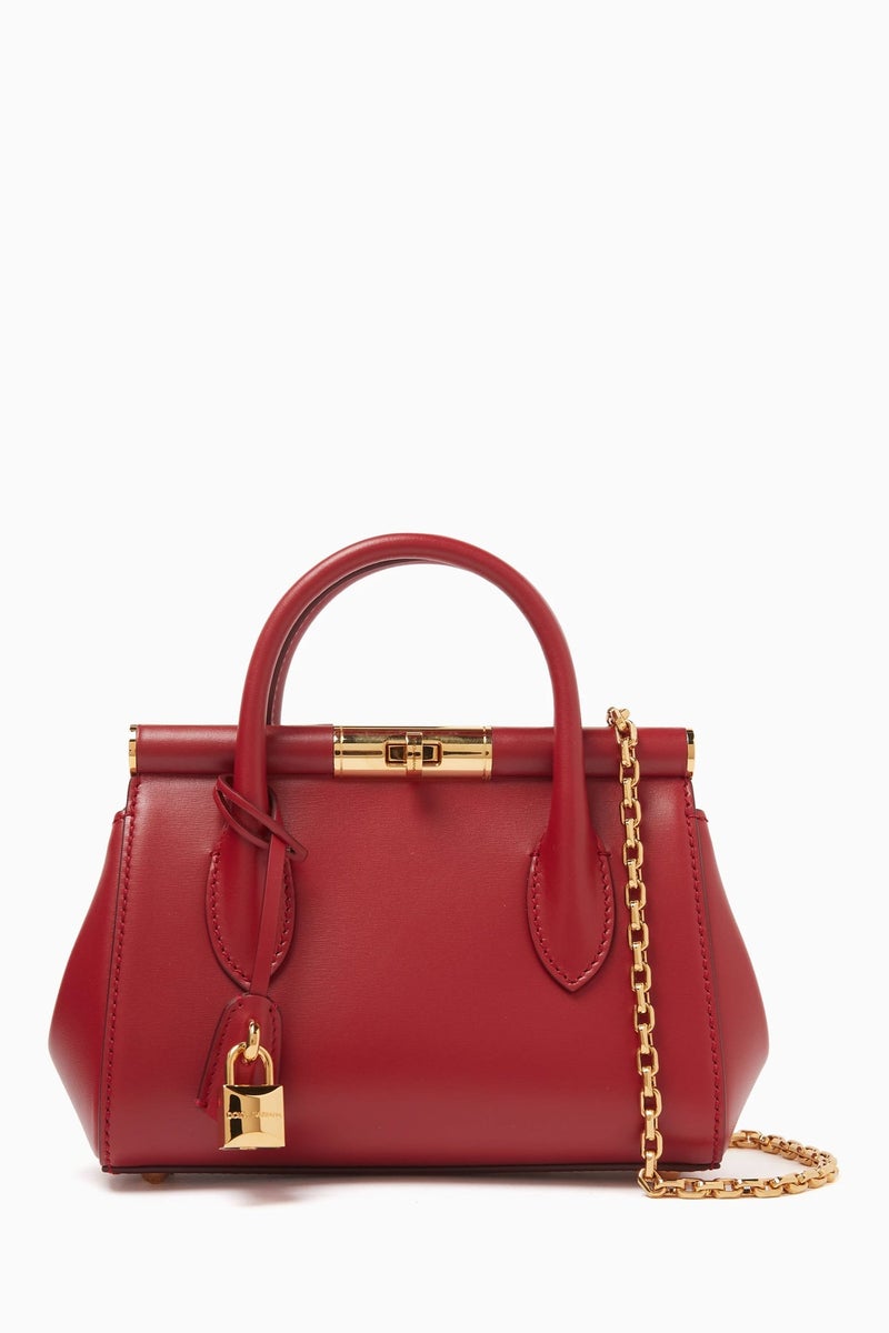 D&G Dolce & Gabbana Marlene Top-handle Bag, Women's Tote Bag, Women's Hand Bag, Women's Shoulder Bag, Women's Cross Body Bag, Women's Travel Bag, Red-24cm - Image 2