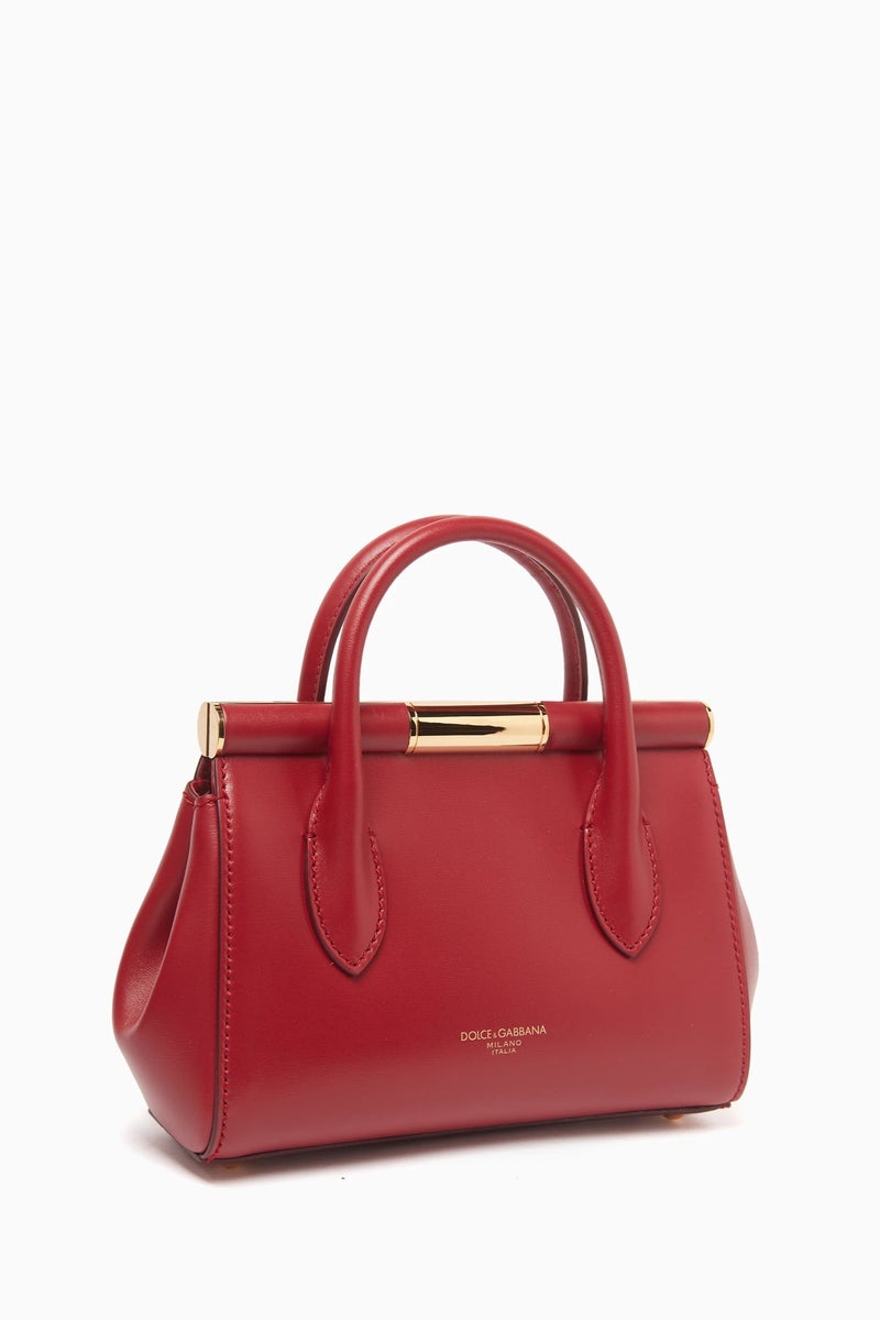 D&G Dolce & Gabbana Marlene Top-handle Bag, Women's Tote Bag, Women's Hand Bag, Women's Shoulder Bag, Women's Cross Body Bag, Women's Travel Bag, Red-24cm - Image 4