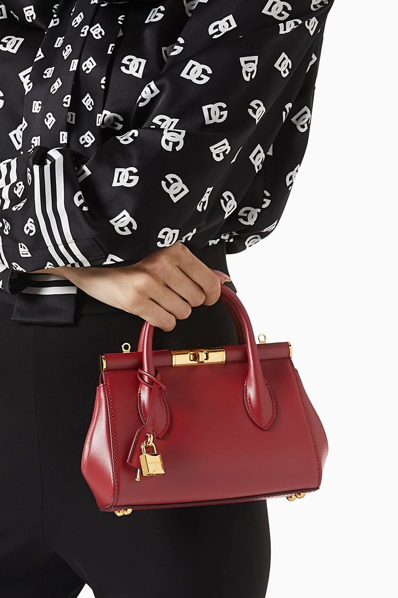 D&G Dolce & Gabbana Marlene Top-handle Bag, Women's Tote Bag, Women's Hand Bag, Women's Shoulder Bag, Women's Cross Body Bag, Women's Travel Bag, Red-24cm - Image 5