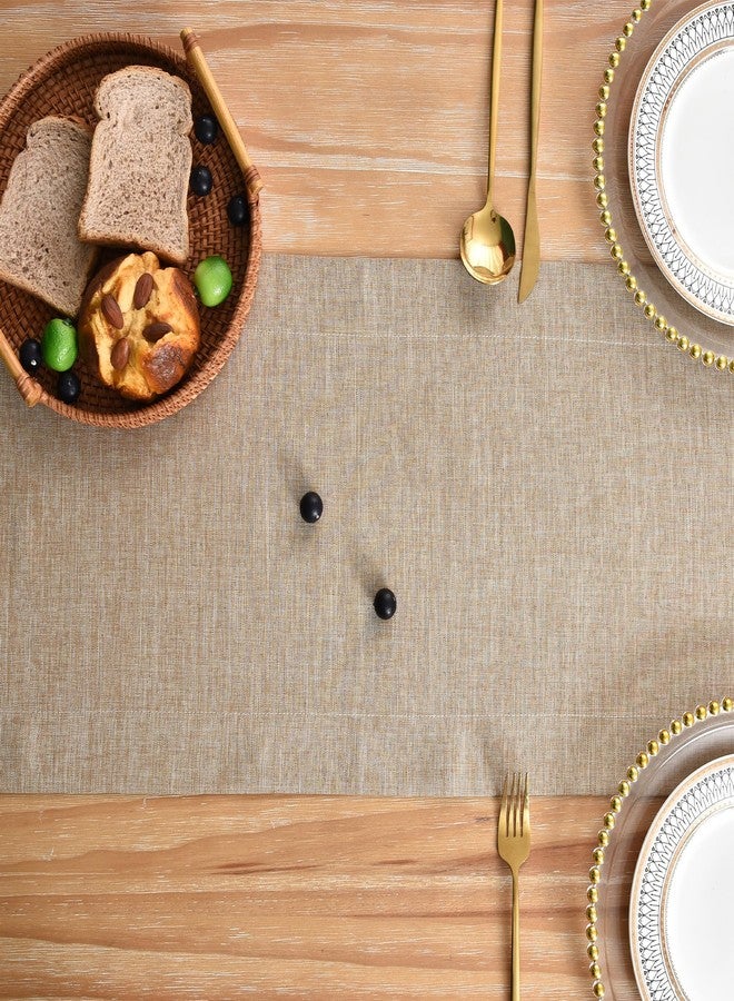 NEWISHER Farmhouse Rustic Table Runner Solid Flaxen Rectangular Table Runners Faux Linen Table Runner for Everyday Use Kitchen Dining Party Table 13x60 Inch - Image 4