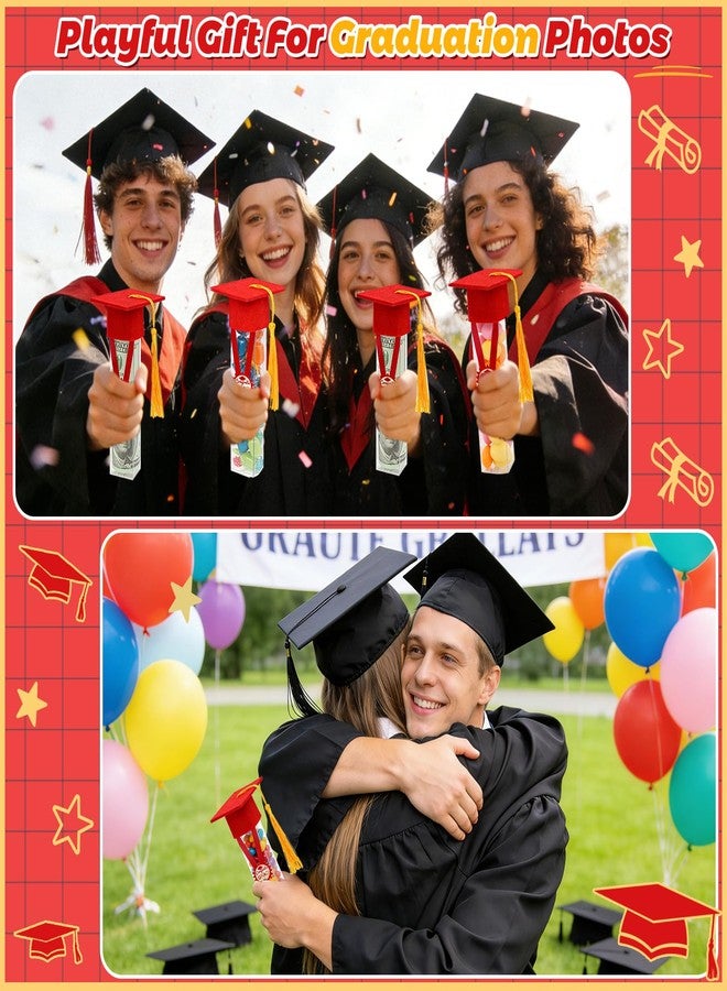 JMUQ 50 Sets Graduation Gumball Tubes,2026 Graduation Candy Jar Container with Grad Mini Caps Mini Graduation Tassels for DIY Grad Table Supplies(Red) - Image 4