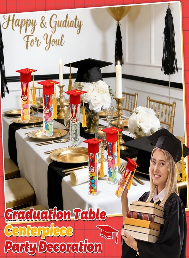 JMUQ 50 Sets Graduation Gumball Tubes,2026 Graduation Candy Jar Container with Grad Mini Caps Mini Graduation Tassels for DIY Grad Table Supplies(Red) - Image 5