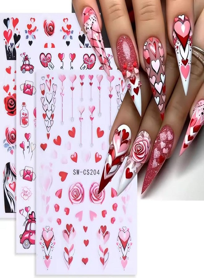 KTAABTR 8 Sheets Valentines Day Nail Art Stickers Decals Valentines Self-Adhesive Nail Design Stickers Romantic Angel Cupid Bear Red Lips Heart Nail Decals for Women DIY Valentines Day Nail Decoration - Image 4