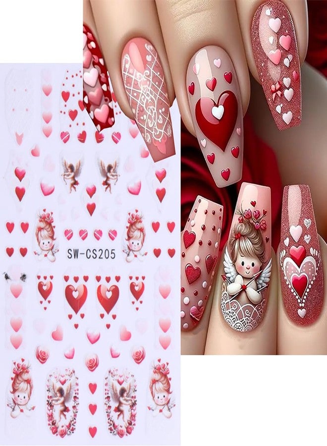 KTAABTR 8 Sheets Valentines Day Nail Art Stickers Decals Valentines Self-Adhesive Nail Design Stickers Romantic Angel Cupid Bear Red Lips Heart Nail Decals for Women DIY Valentines Day Nail Decoration - Image 5