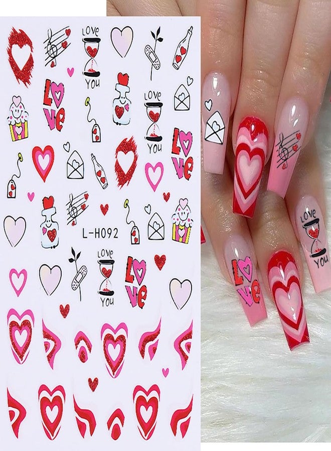 KTAABTR 8 Sheets Valentines Day Nail Art Stickers Decals Valentines Self-Adhesive Nail Design Stickers Romantic Angel Cupid Bear Red Lips Heart Nail Decals for Women DIY Valentines Day Nail Decoration - Image 2