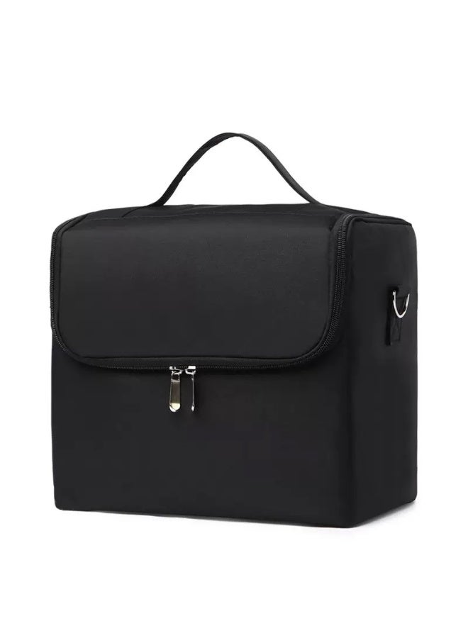 Waterproof Large Capacity Makeup Organizer Case, 2-Layer Multifunctional Cosmetic Storage Box with Detachable Liner, Portable Travel Makeup Bag for Brushes, Lipsticks, Nail Tools - Image 5