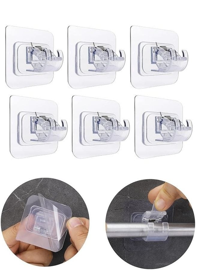 6 Pack Self Adhesive Curtain Holder, No Hole Curtain Hook Holder, Easy Stick Plastic Curtain Hooks for Kitchen, Bathroom, Hotel  - Image 1