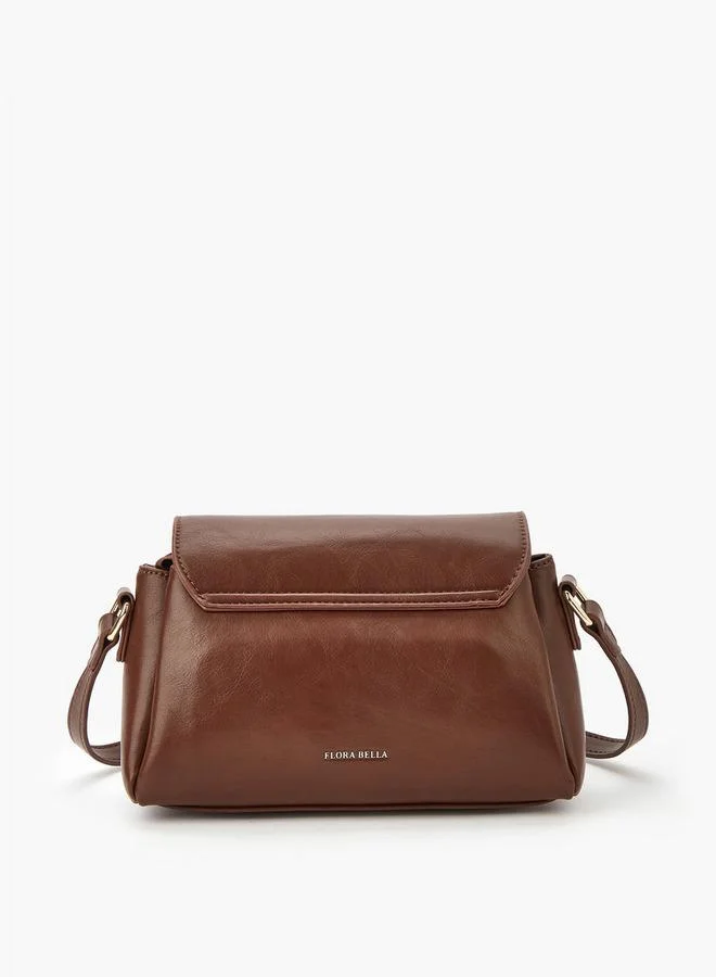 Flora Bella By Shoexpress Solid Crossbody Bag with Adjustable Strap and Twist Lock Closure
