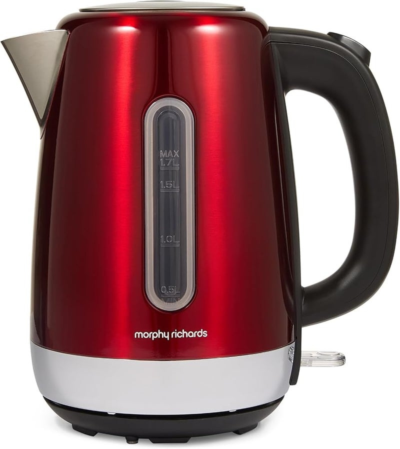 Morphy Richards Equip Red Jug Teapot, 1.7 Litre, Fast Boil, Lime Filter, 102785 - Image 1